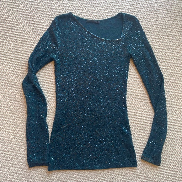 Donna Karan Sequined Asymmetric Neckline Sweater Size XS - Picture 1 of 6